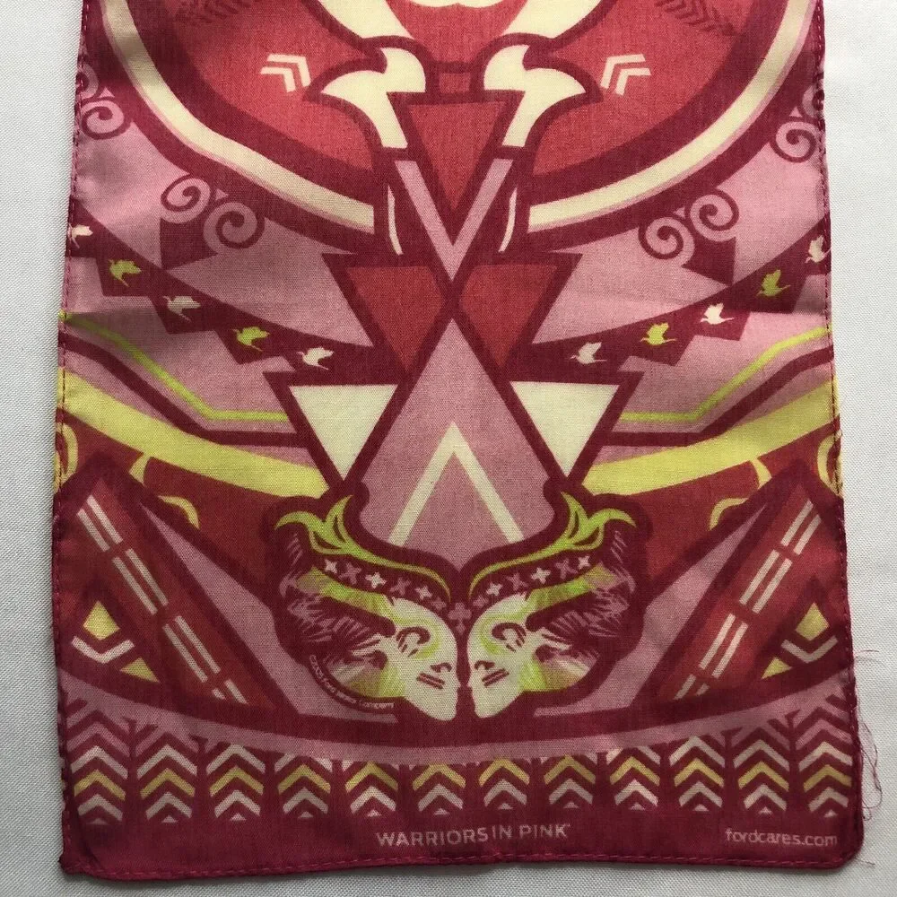 Fordcares “Warriors In Pink” Scarf Women Pink Red Green Rectangular Size 52 x 9